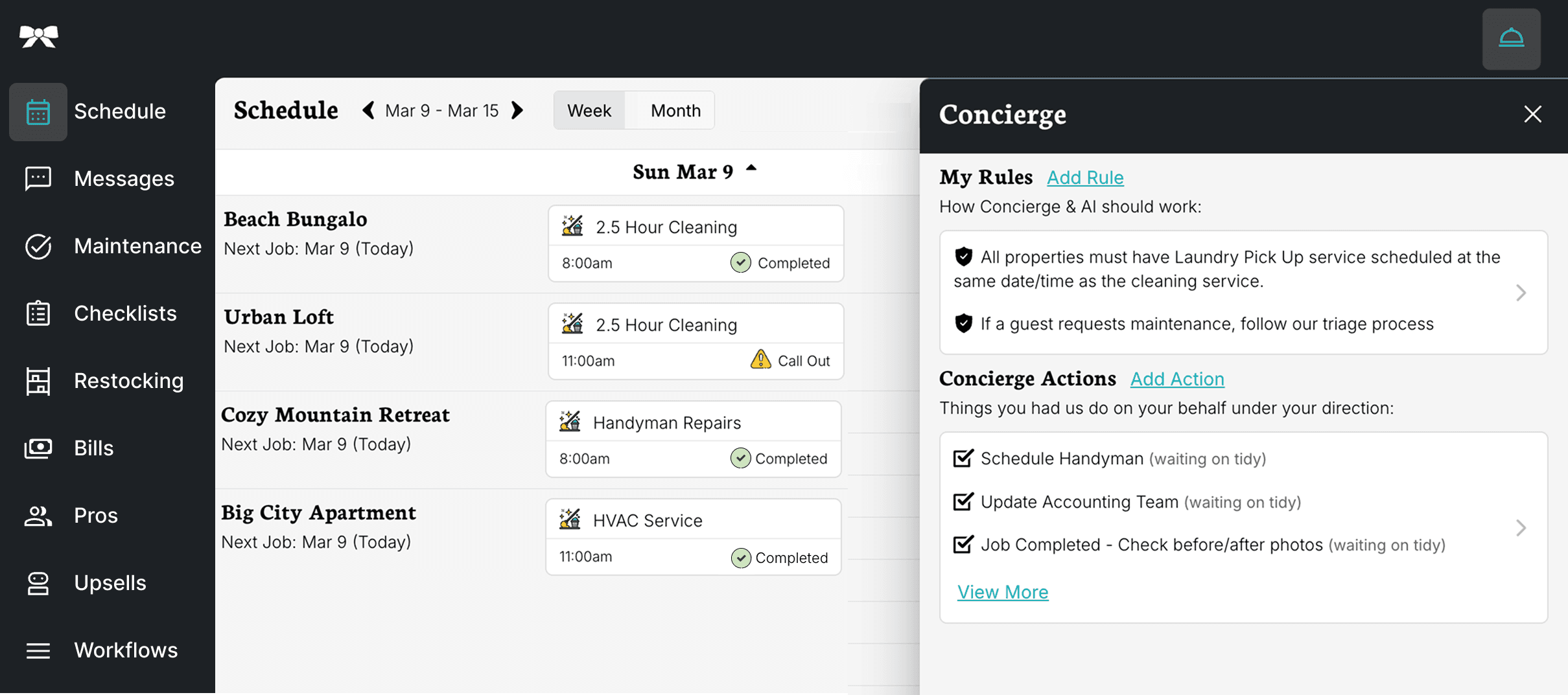 TIDY Rental Management Interface